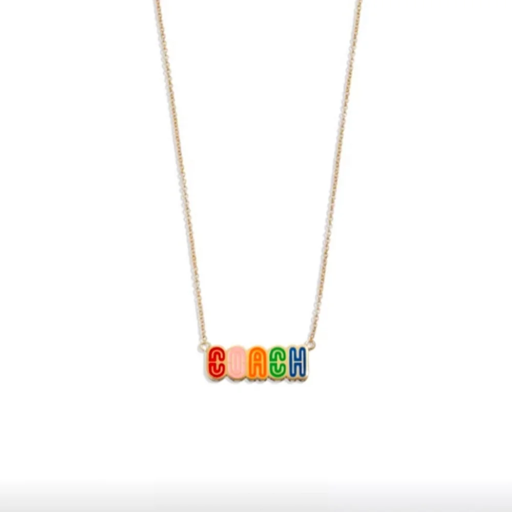 NWT COACH Logo Retro Necklace - Gold - Picture 2 of 4